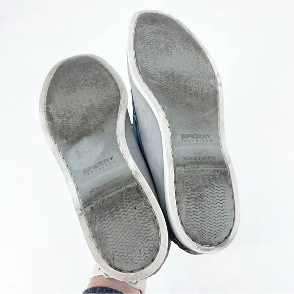 Sperry Gray and Blue Boat Shoes - Picture 5 of 6